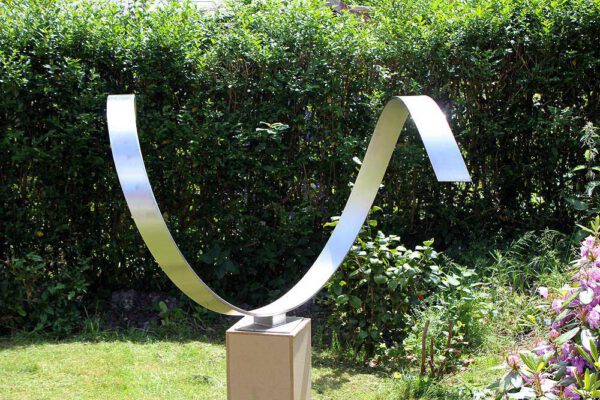 Wave Heart - abstract modern sculpture of stainless steel
