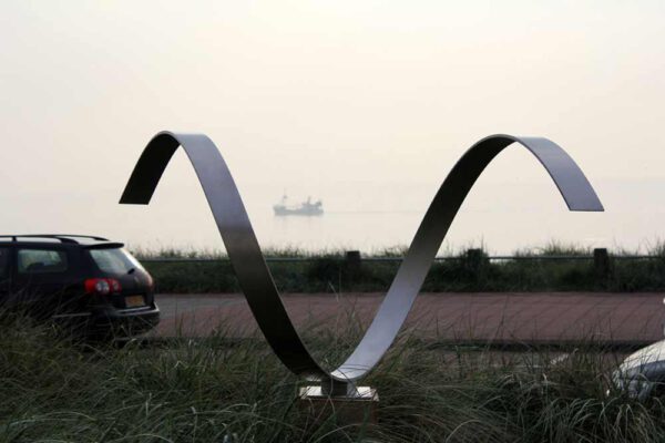Wave- Heart - abstract modern sculpture of stainless steel