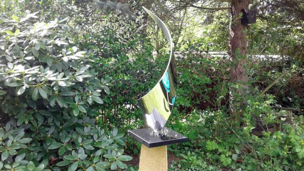 Abstract modern stainless steel garden sculpture