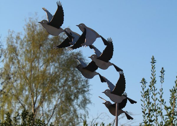 vogelbeeld abstract-rvs-sculptuur-vogels-puttertjes