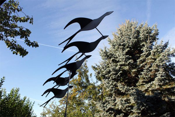 stainless steel garden sculpture - sculpture-bird's eye view against blue sky
