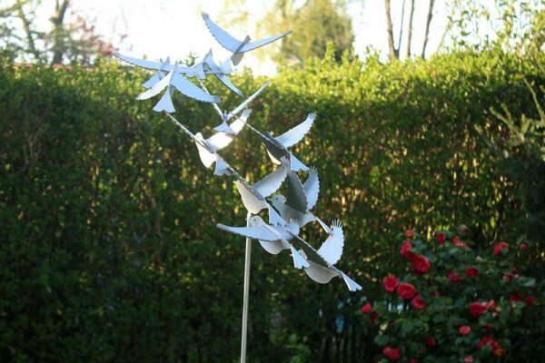 puttertjes rvs vogelsculptuur